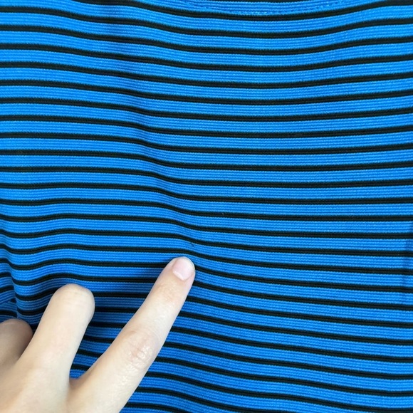 BCBG Royal blue and black striped modern swing dress a-line women's size L - Picture 7 of 7